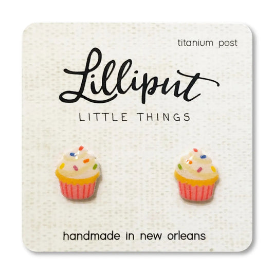 Lilliput- Birthday Cupcake Titanium Post Earrings