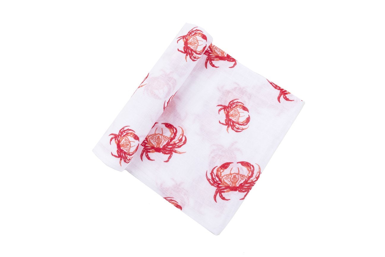 Little Hometown- 
Pink Crab Swaddle Blanket