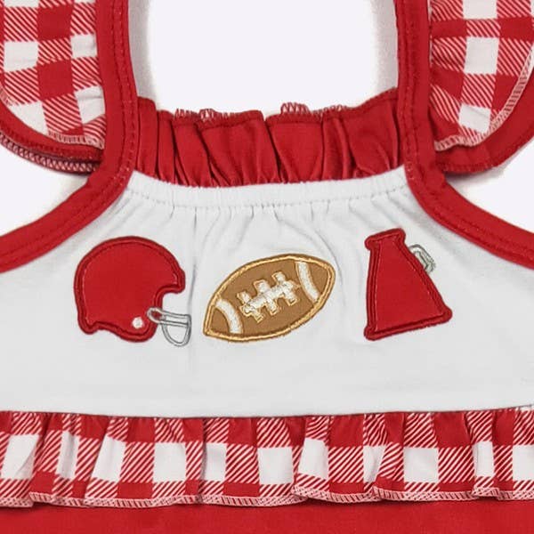 Clover Cottage - Team Spirit Baby Romper-Football Red embroidery