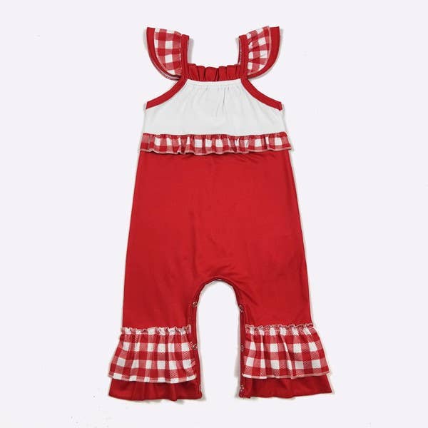 Clover Cottage - Team Spirit Baby Romper-Football Red embroidery