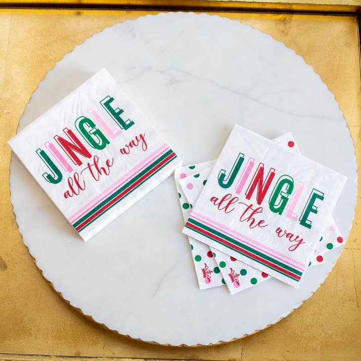 Jingle All the Way Cocktail Napkins White/Multi 5"