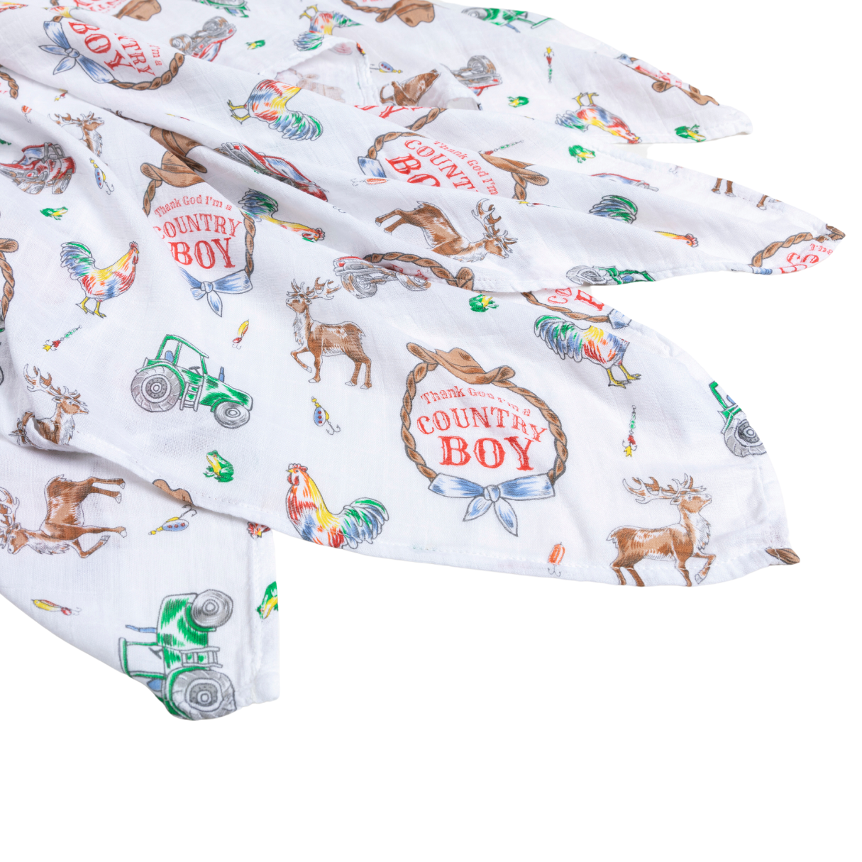 Little Hometown - Country Boy Muslin Swaddle Receiving Blanket