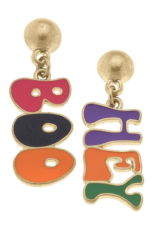 Canvas Style - Hey Boo Halloween Enamel Earrings in Multi