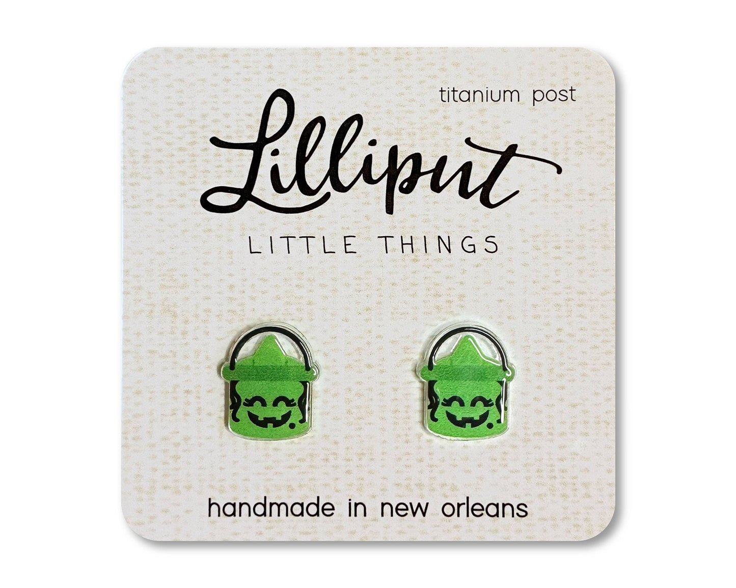 Lilliput Little Things - Retro Treat Bucket Earrings - Witch // Halloween Earrings