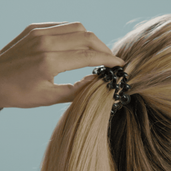 TELETIES - Washed Denim - Large Spiral Hair Coils, Hair Ties, 3-pack