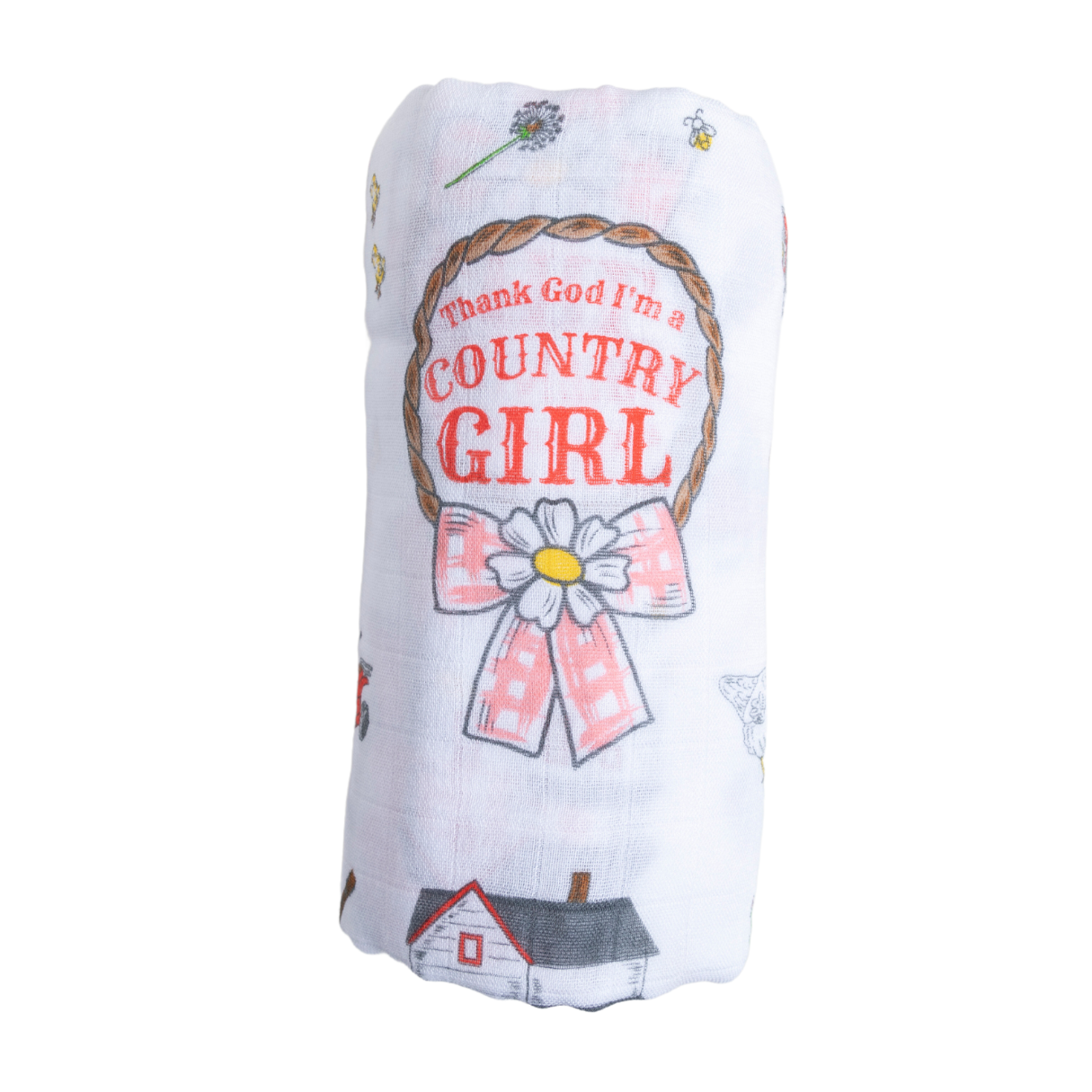 Little Hometown - Country Girl Muslin Swaddle Receiving Blanket