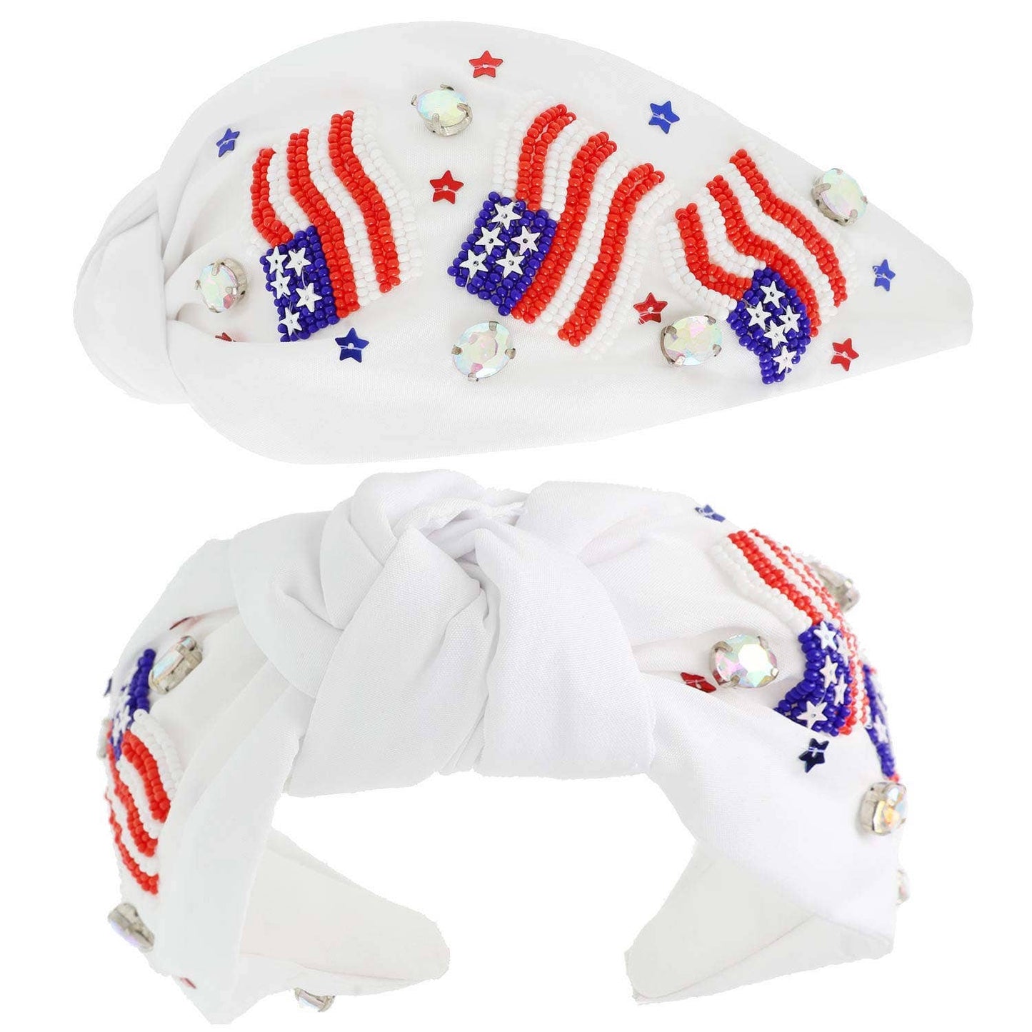 SP Sophia Collection - Patriotic USA Flag Jeweled Beaded Headband