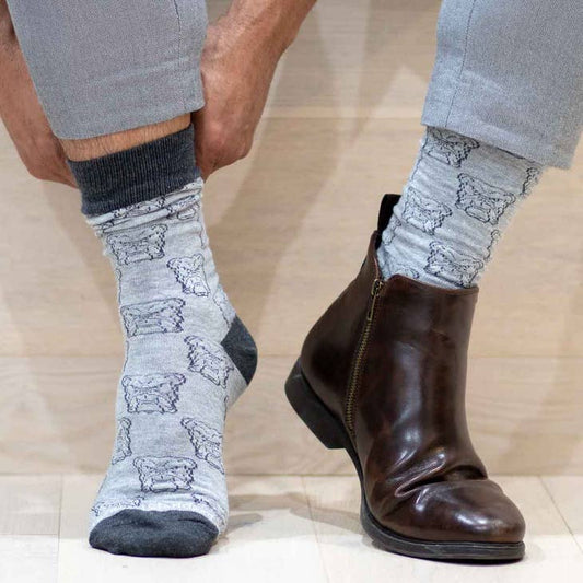 Men'S Bulldog Face Socks Gray/Charcoal One Size