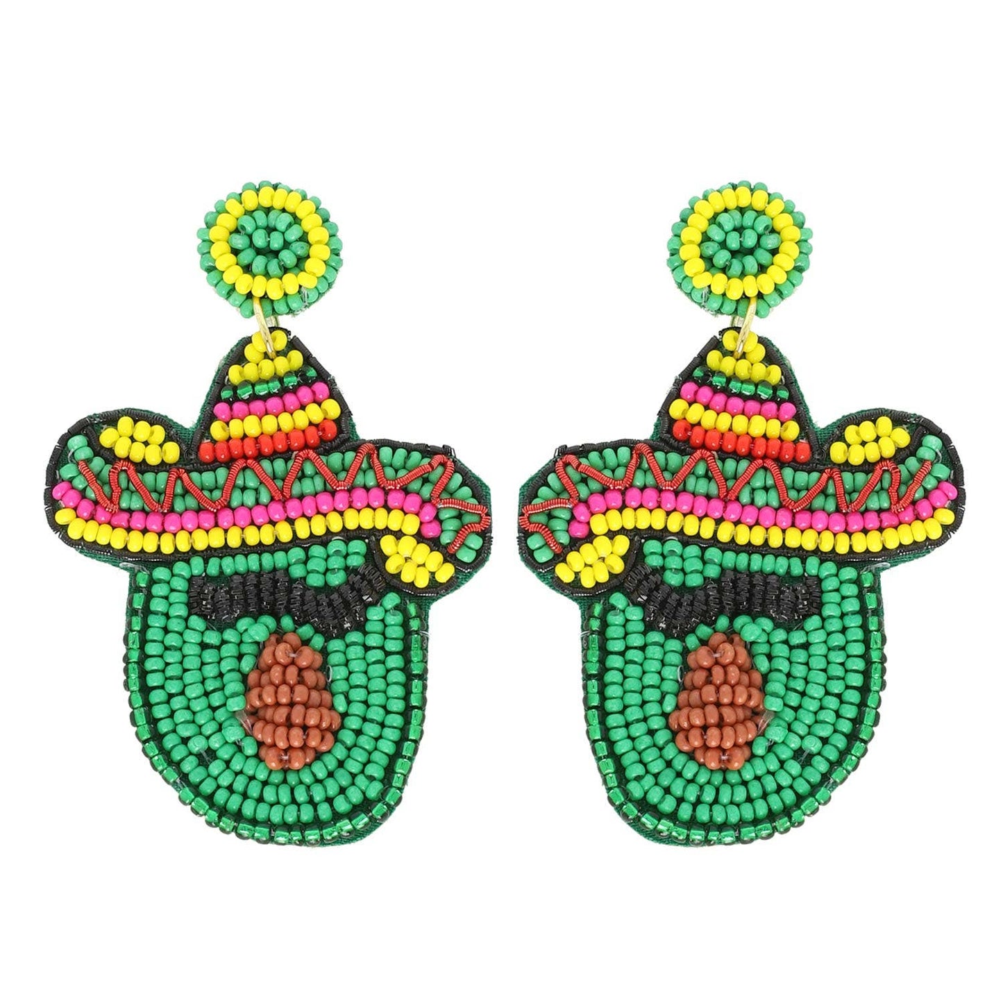 SP Sophia Collection - Sombrero Avocado Cinco De Mayo Beaded Earrings