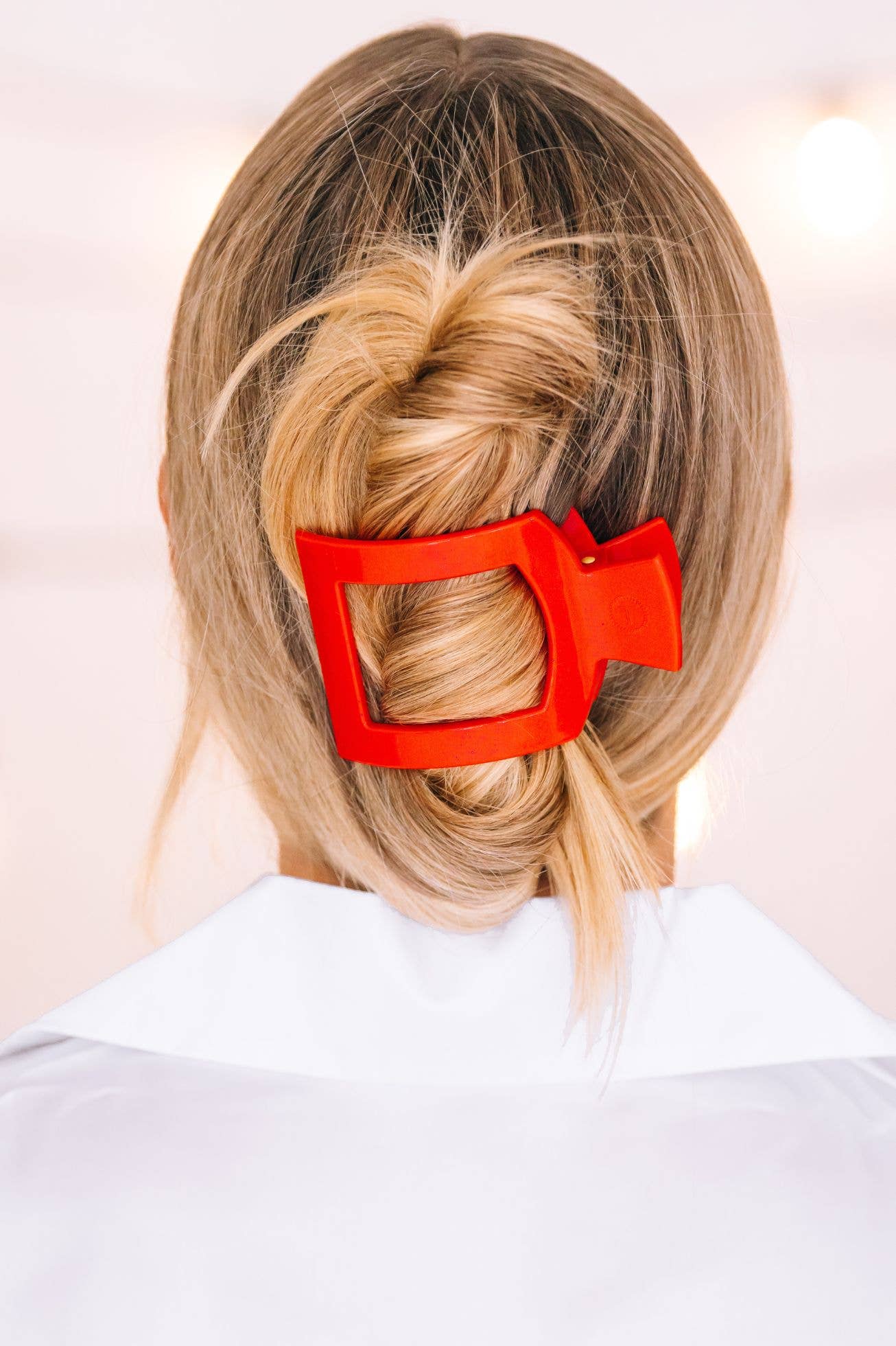 TELETIES - Square Flat Hair Clip | Medium | Rudolph Red