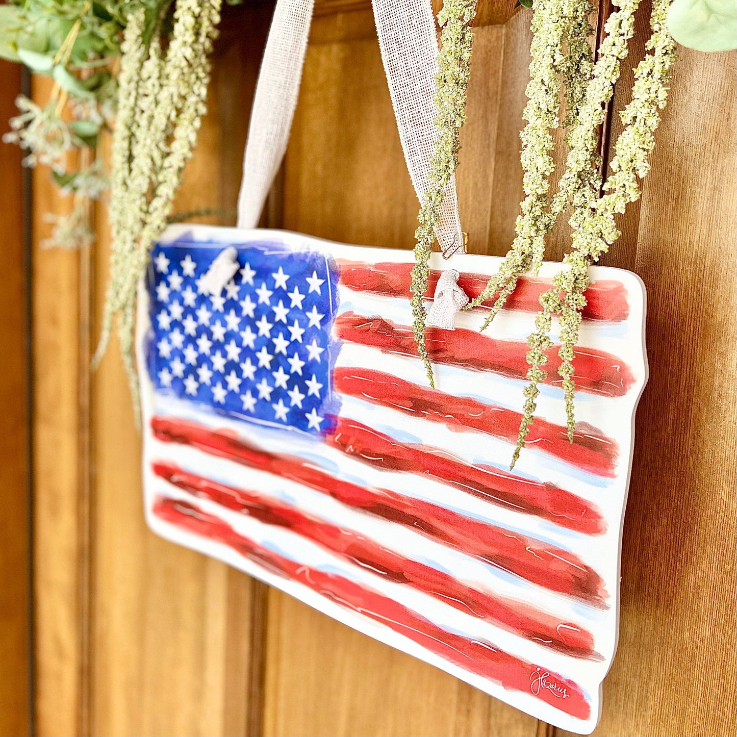 Songbird Grove Collection - American Flag Door Hanger
