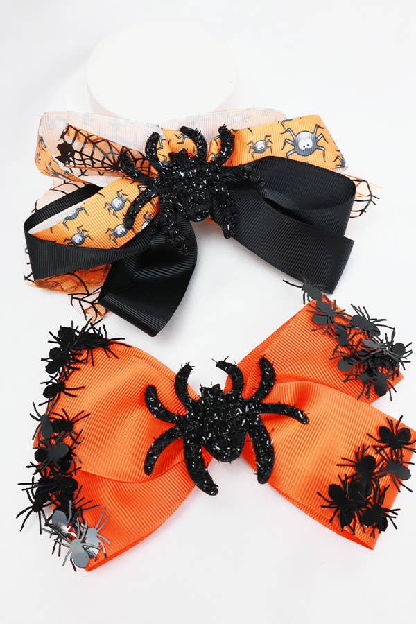 Love and Repeat - Halloween Glitter Spider Bow Clip