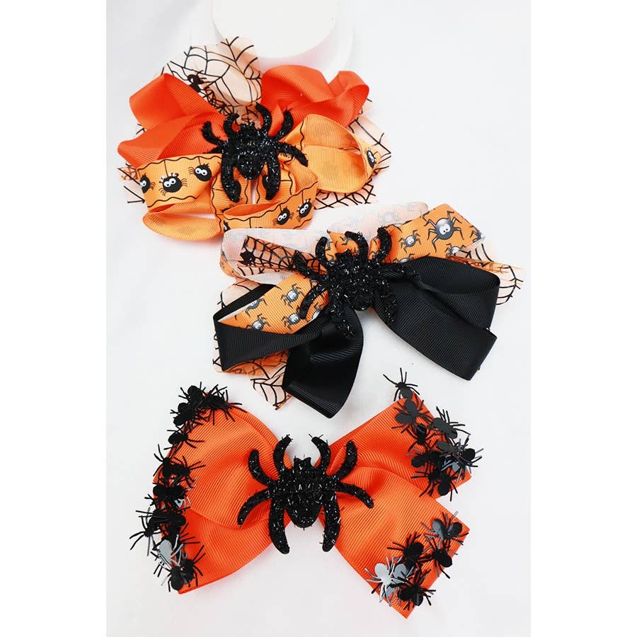 Love and Repeat - Halloween Glitter Spider Bow Clip