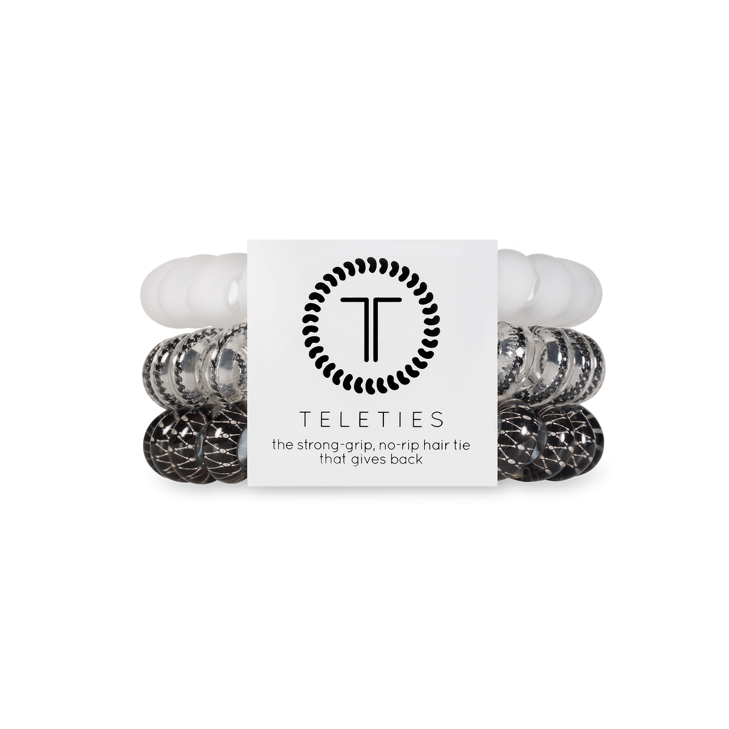 TELETIES - Spiral Hair Coils | Large | Boneyard Hair Ties