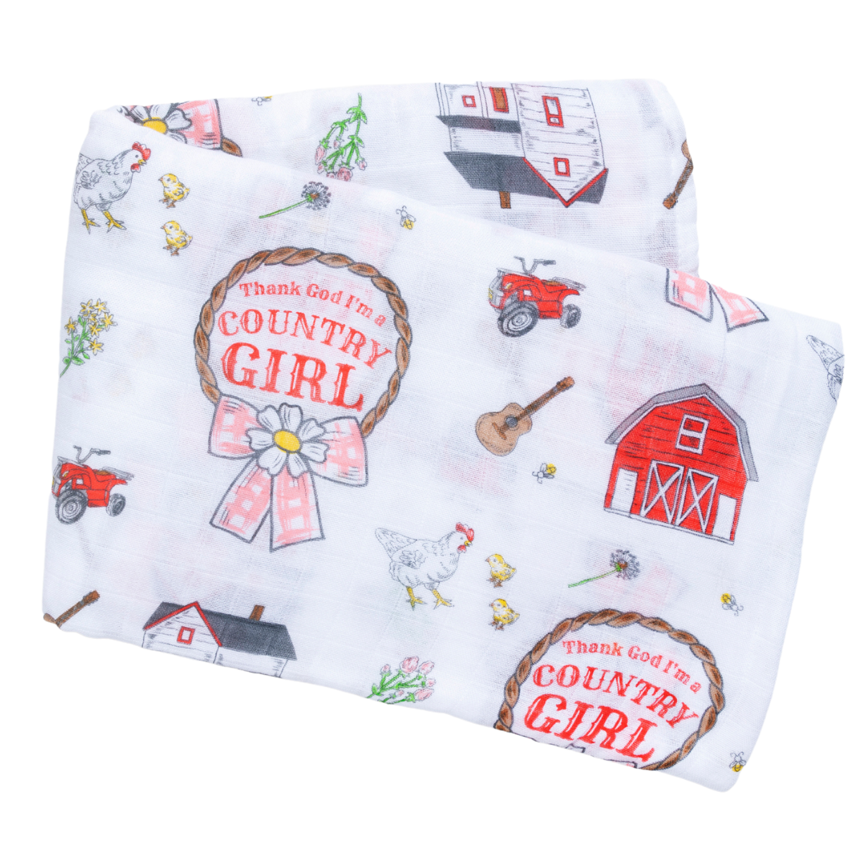 Little Hometown - Country Girl Muslin Swaddle Receiving Blanket