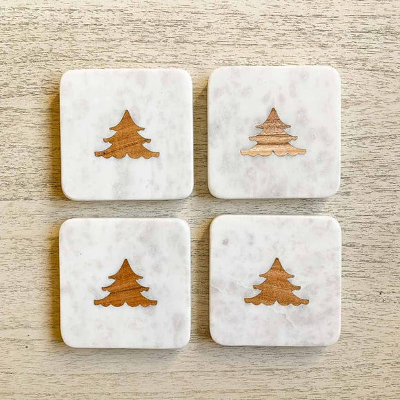 Christmas Tree Coasters White 4 X 4