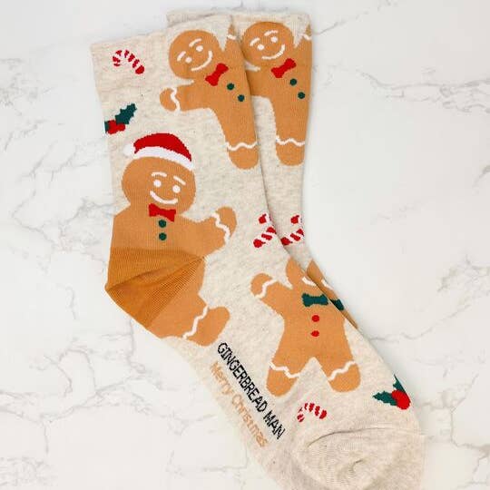 Holiday Crew Socks - Gingerbread