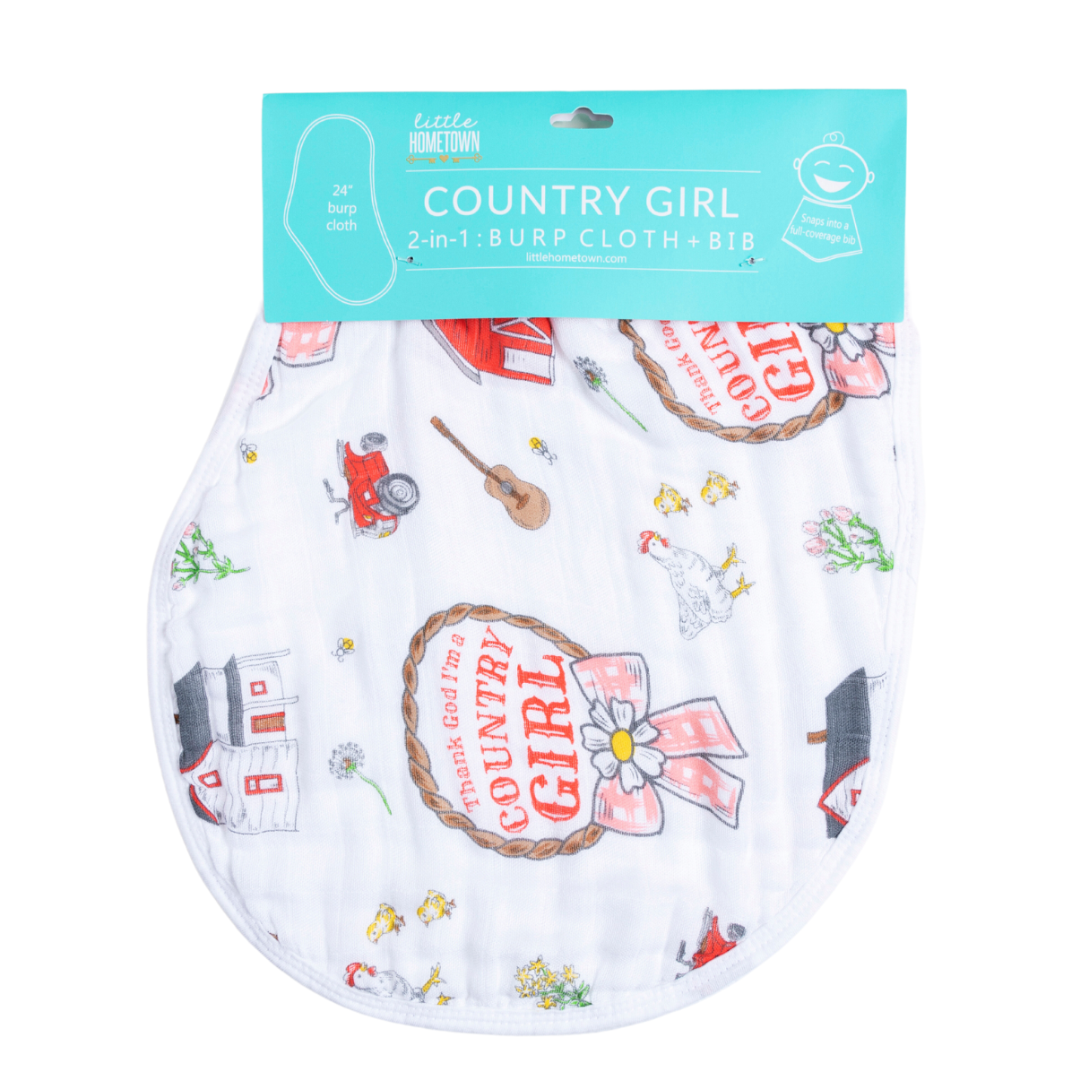 Little Hometown - Country Girl 2 in 1 Burp Cloth and Bib Combo