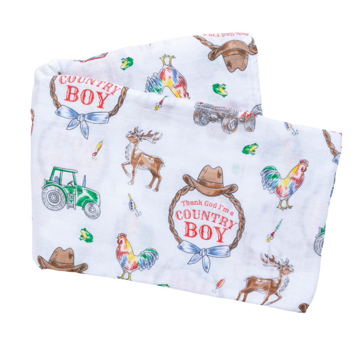 Little Hometown - Country Boy Muslin Swaddle Receiving Blanket