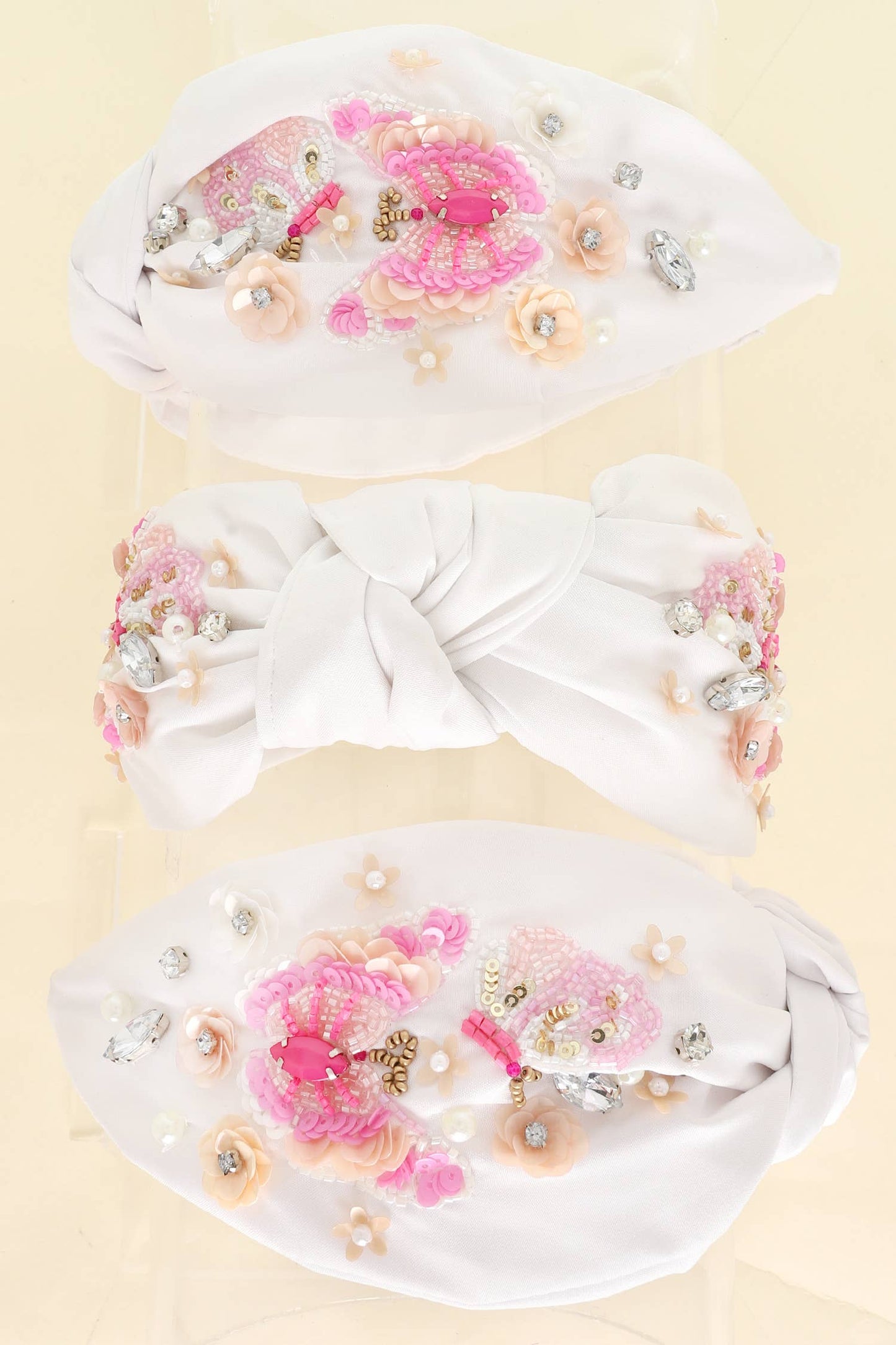 Sophia Collection - Butterfly Beaded Jeweled Top Knotted Headband