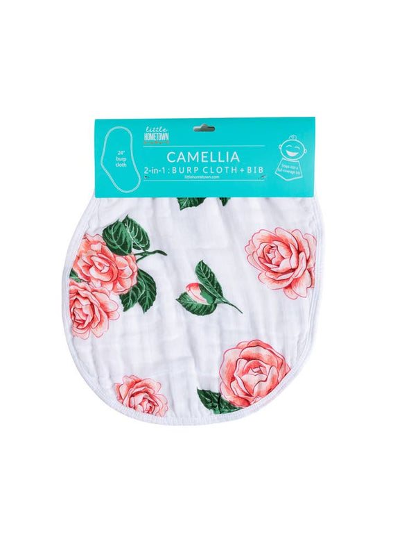 Camellia Baby 2-in-1 Burp Cloth and Bib (Floral)