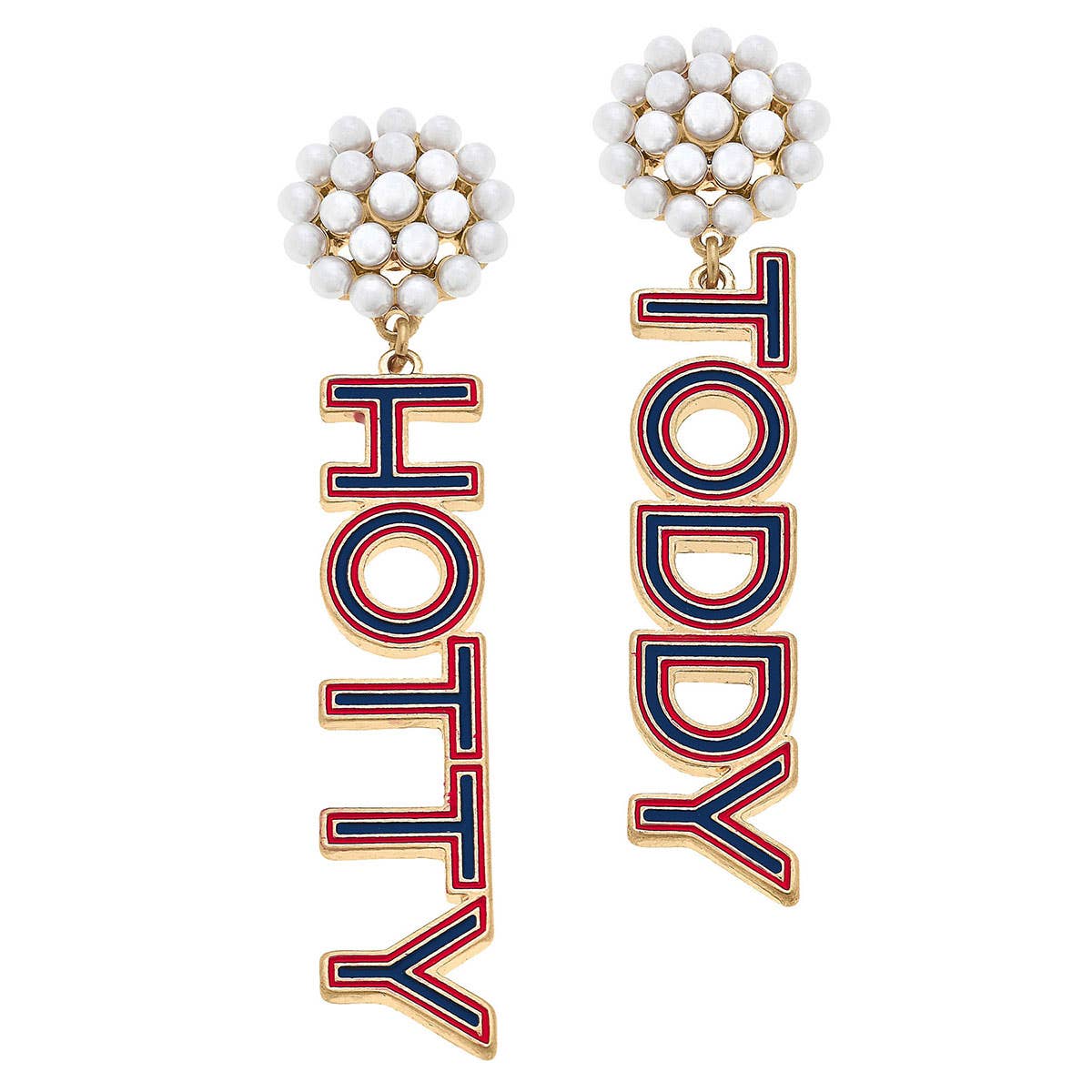 Canvas Style - Ole Miss Rebels Pearl Cluster Outline Enamel Drop Earrings