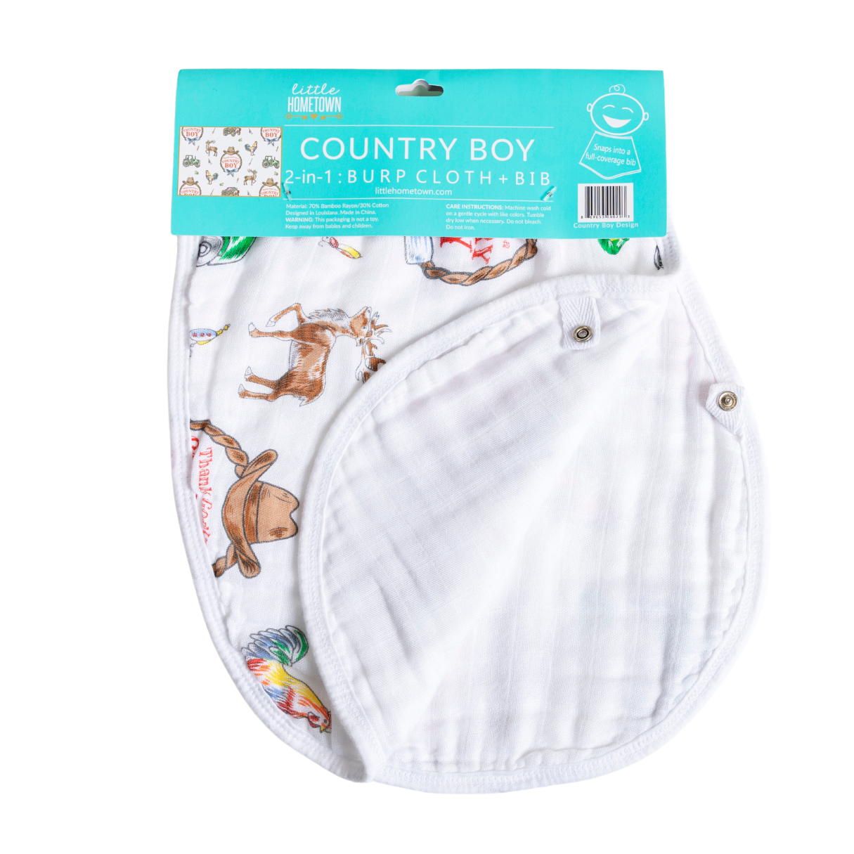 Little Hometown - Country Boy 2 in 1 Burp Cloth and Bib Combo