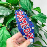 'Game Day' Embellished Headband - Blue & Red/Hotty Toddy/Ole Miss
