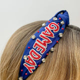 'Game Day' Embellished Headband - Blue & Red/Hotty Toddy/Ole Miss