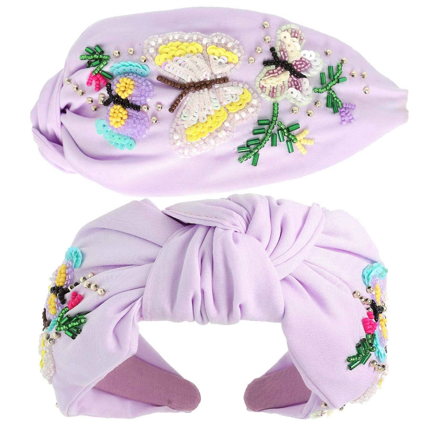 Sophia Collection - Butterfly Garden Beaded Top Knotted Headband