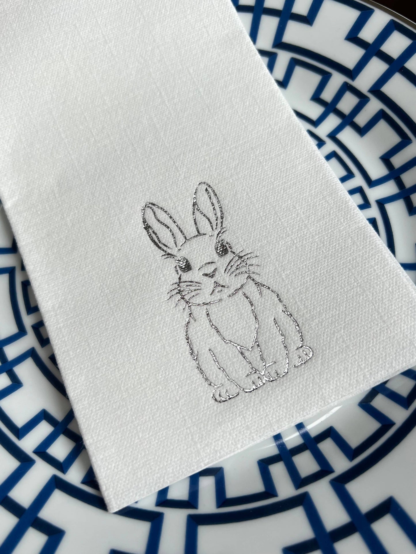 HapBee Paperie - Bunny Linun Guest Towels/Napkins - Silver