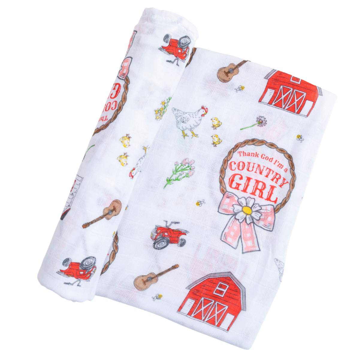 Little Hometown - Country Girl Muslin Swaddle Receiving Blanket