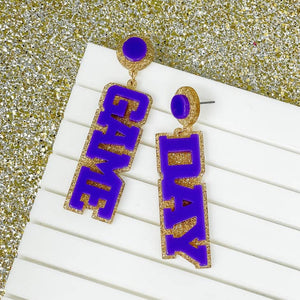 Game Day Statement Earrings Purple & Gold/LSU Tigers