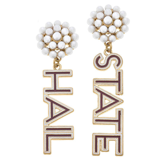 Canvas Style - Mississippi State Bulldogs Outline Enamel Drop Earrings