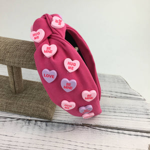 SongLily - Valentine Candy Heart Charm Knot Headband