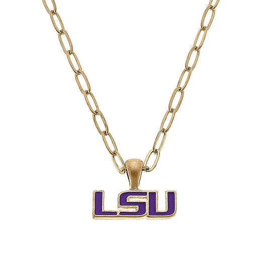 Canvas Style - LSU Tigers Enamel Pendant Necklace in Purple