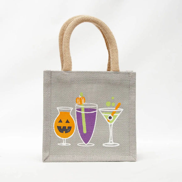 Halloween Cocktails Petite Gift Tote Gray/Multi 7x7x5