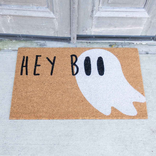 Hey Boo Coir Doormat Natural/Black/White 30x18