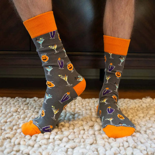 Men'S Here For the Boos Socks Gray/Orange One Size