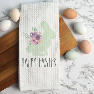 Happy Easter Kitchen Towel, Spring Dish Towel, Tea Towel