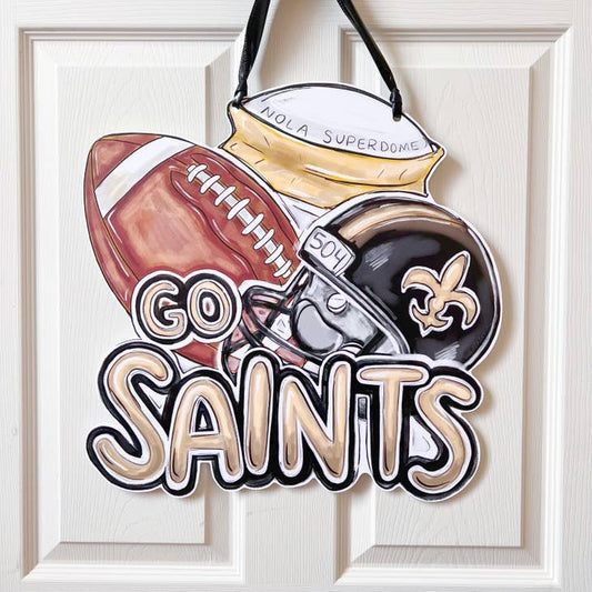 Home Malone- Go Saints Door Hanger New Orleans NFL Who Dat Outdoor Decor