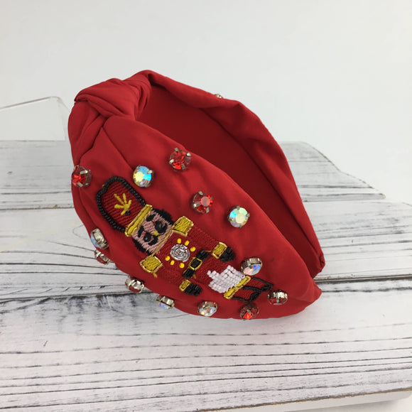 SongLily - Red Christmas nutcracker knot headband