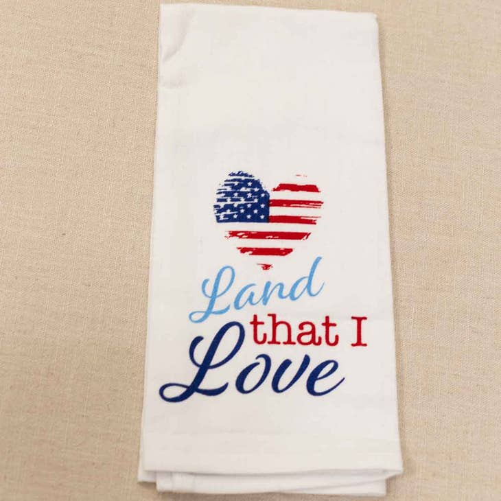 Land That I Love Hand Towel White/Red/Blue 20x28