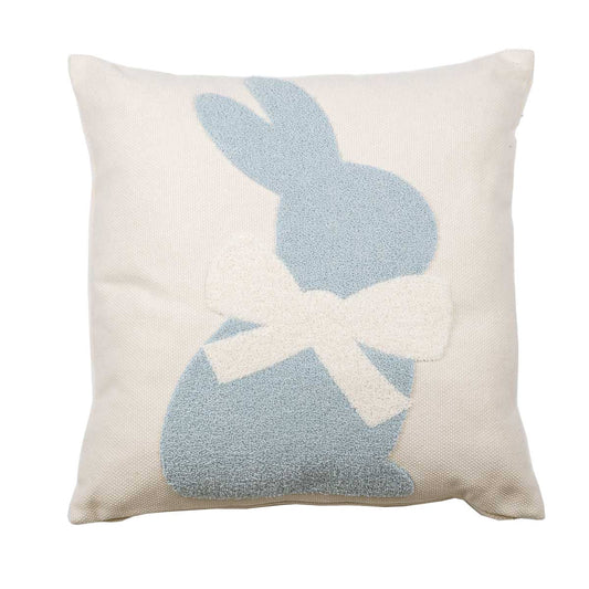The Royal Standard - Embroidered Bunny Pillow   Oat/Light Blue   16x16