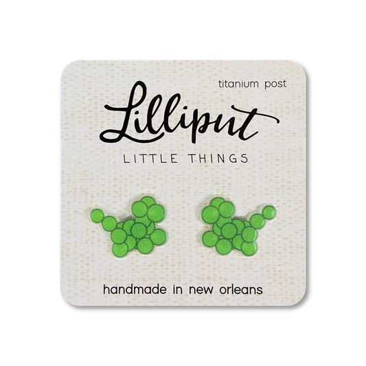 Lilliput- Mardi Gras Bead Dog Earrings in Green