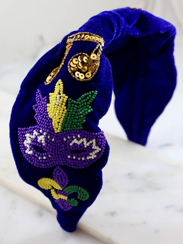 Morpheus Embellished Mardi Gras Headband ROYAL BLUE