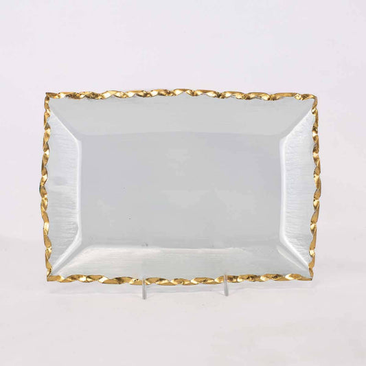 The Royal Standard - Seward Rectangle Serving Tray   Clear/Gold   11x7.75