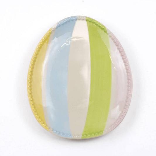 The Royal Standard - Candy Stripe Egg Plate   White/Multi   8.75x7.25