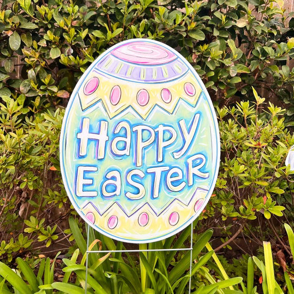 Happy Easter Egg Yard Sign - Easter Yard Decor