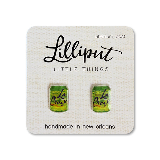 Lilliput- La Croix Sparkling Beverage Earrings in Key Lime